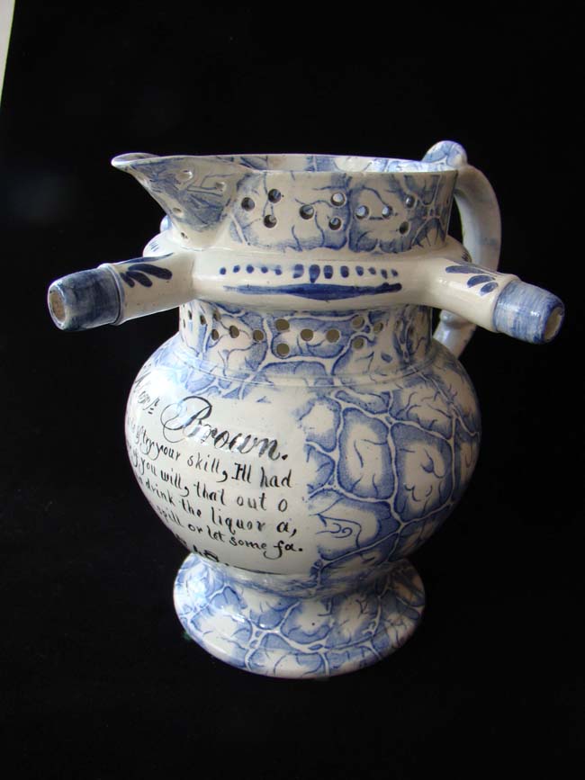 A wonderful 19th century Swansea 'Puzzle Jug' inscribed "Alexander Brown, 1848" — image 4